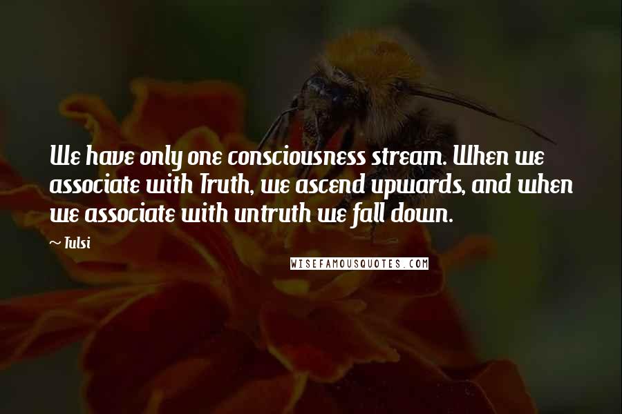 Tulsi Quotes: We have only one consciousness stream. When we associate with Truth, we ascend upwards, and when we associate with untruth we fall down.