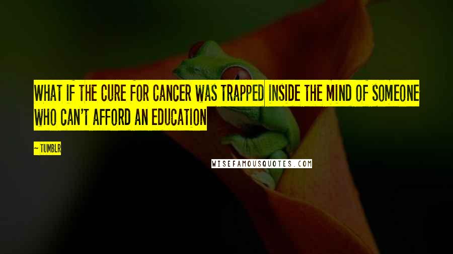 Tumblr Quotes: What if the Cure for Cancer was trapped inside the mind of someone who can't afford an education