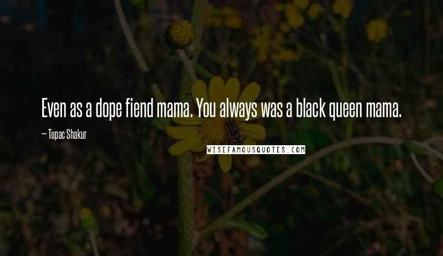 Tupac Shakur Quotes: Even as a dope fiend mama. You always was a black queen mama.