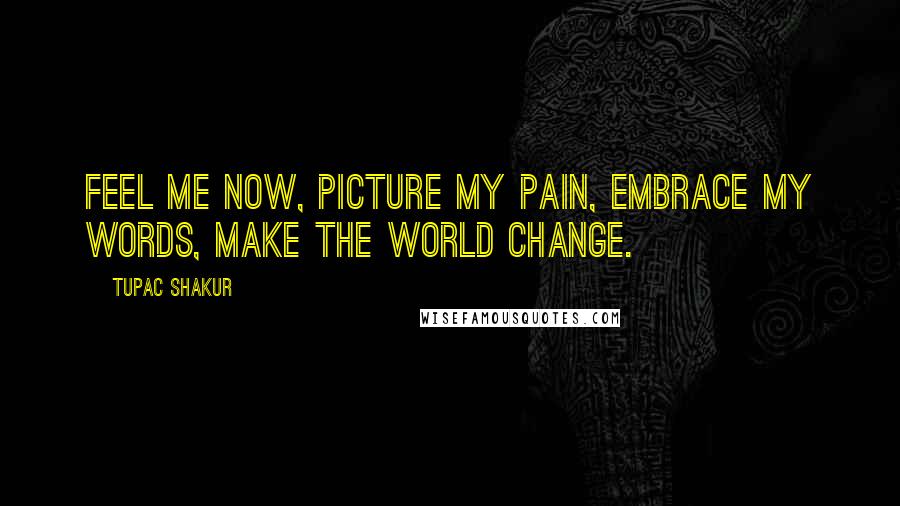 Tupac Shakur Quotes: Feel me now, picture my pain, embrace my words, make the world change.