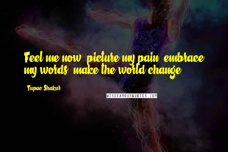 Tupac Shakur Quotes: Feel me now, picture my pain, embrace my words, make the world change.