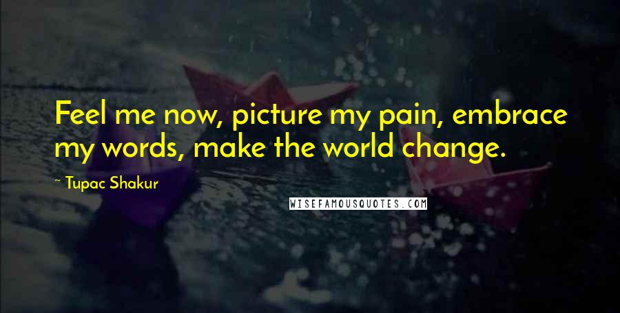 Tupac Shakur Quotes: Feel me now, picture my pain, embrace my words, make the world change.