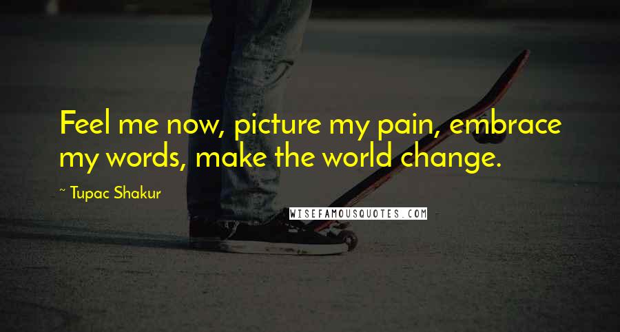 Tupac Shakur Quotes: Feel me now, picture my pain, embrace my words, make the world change.