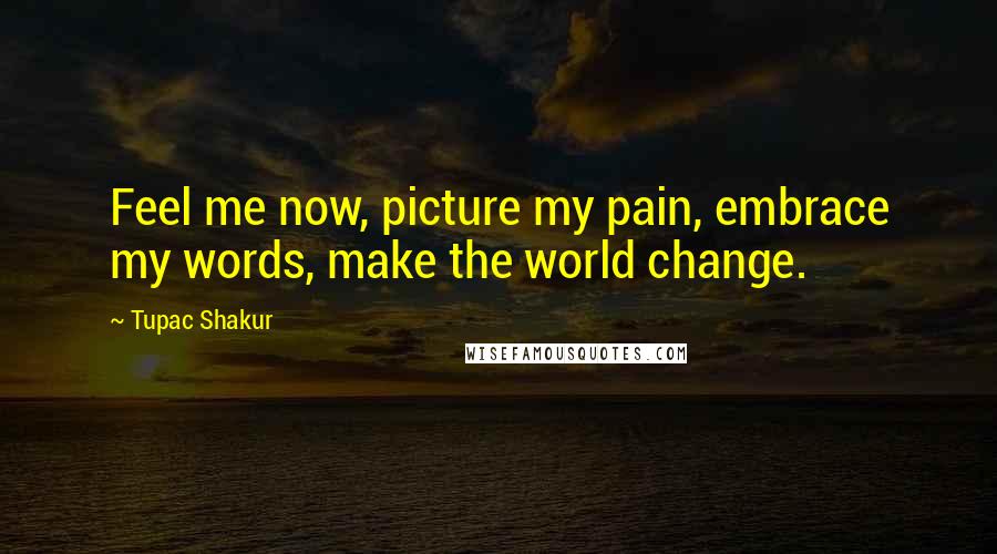 Tupac Shakur Quotes: Feel me now, picture my pain, embrace my words, make the world change.