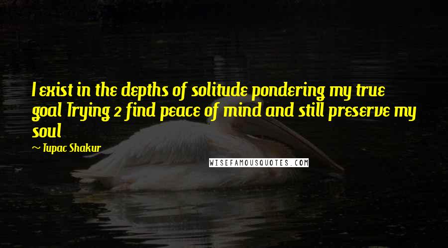 Tupac Shakur Quotes: I exist in the depths of solitude pondering my true goal Trying 2 find peace of mind and still preserve my soul