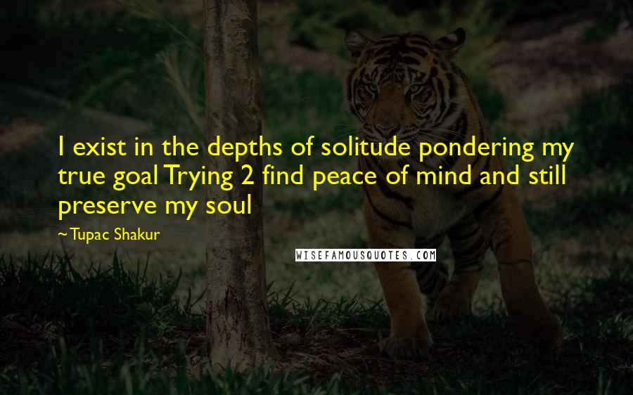 Tupac Shakur Quotes: I exist in the depths of solitude pondering my true goal Trying 2 find peace of mind and still preserve my soul