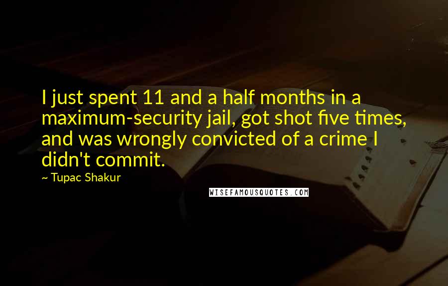 Tupac Shakur Quotes: I just spent 11 and a half months in a maximum-security jail, got shot five times, and was wrongly convicted of a crime I didn't commit.