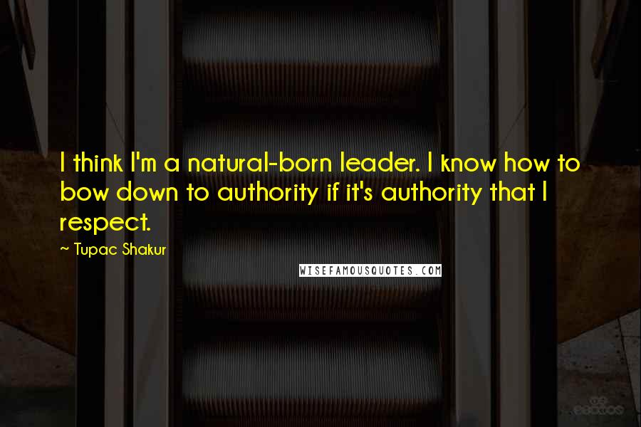 Tupac Shakur Quotes: I think I'm a natural-born leader. I know how to bow down to authority if it's authority that I respect.