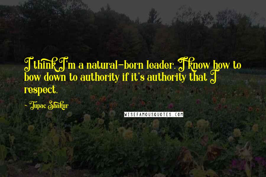 Tupac Shakur Quotes: I think I'm a natural-born leader. I know how to bow down to authority if it's authority that I respect.