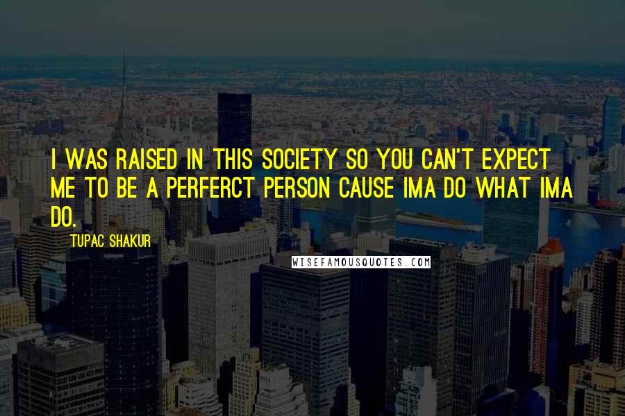 Tupac Shakur Quotes: I was raised in this society so you can't expect me to be a perferct person cause Ima do what Ima do.