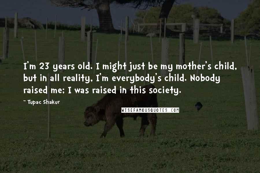 Tupac Shakur Quotes: I'm 23 years old. I might just be my mother's child, but in all reality, I'm everybody's child. Nobody raised me; I was raised in this society.