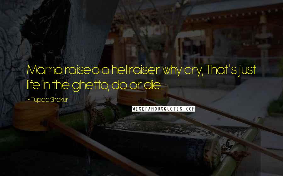 Tupac Shakur Quotes: Mama raised a hellraiser why cry, That's just life in the ghetto, do or die.