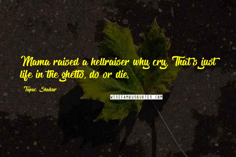 Tupac Shakur Quotes: Mama raised a hellraiser why cry, That's just life in the ghetto, do or die.