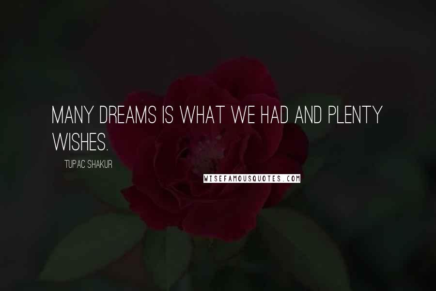 Tupac Shakur Quotes: Many dreams is what we had and plenty wishes.