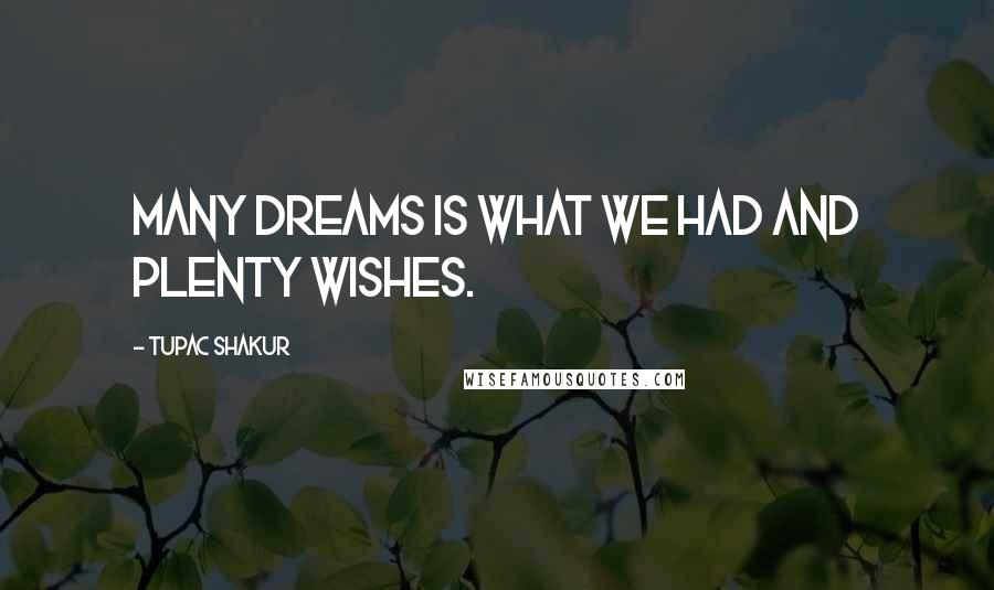 Tupac Shakur Quotes: Many dreams is what we had and plenty wishes.