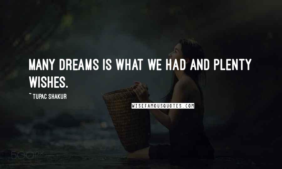 Tupac Shakur Quotes: Many dreams is what we had and plenty wishes.