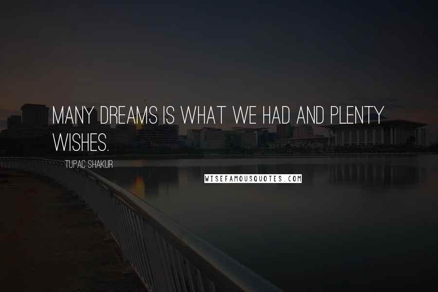 Tupac Shakur Quotes: Many dreams is what we had and plenty wishes.