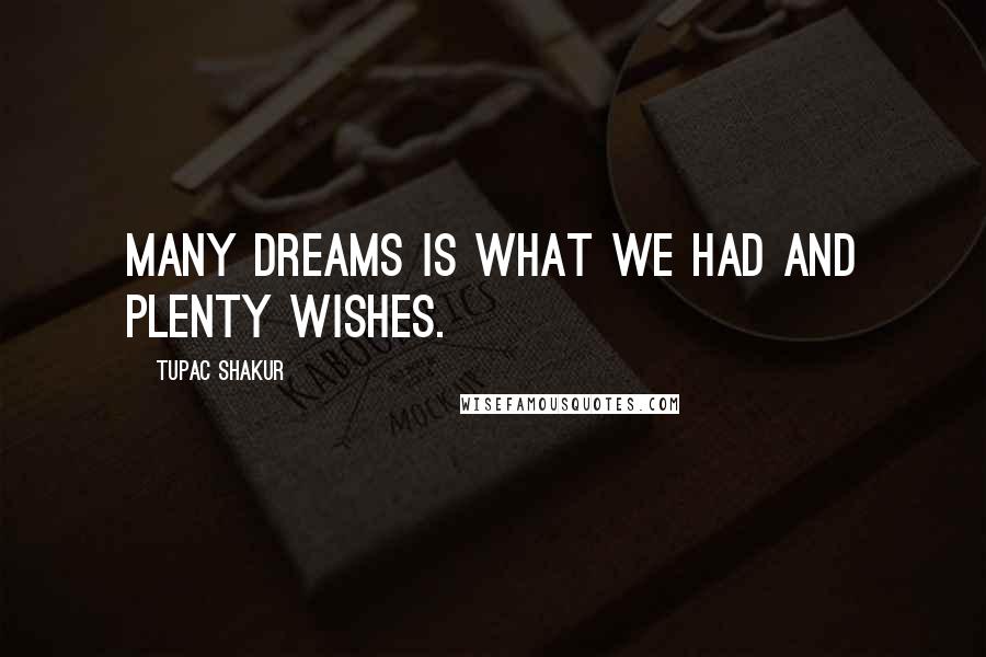 Tupac Shakur Quotes: Many dreams is what we had and plenty wishes.