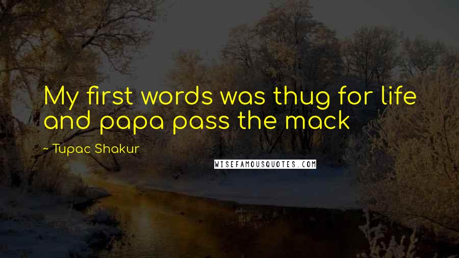 Tupac Shakur Quotes: My first words was thug for life and papa pass the mack