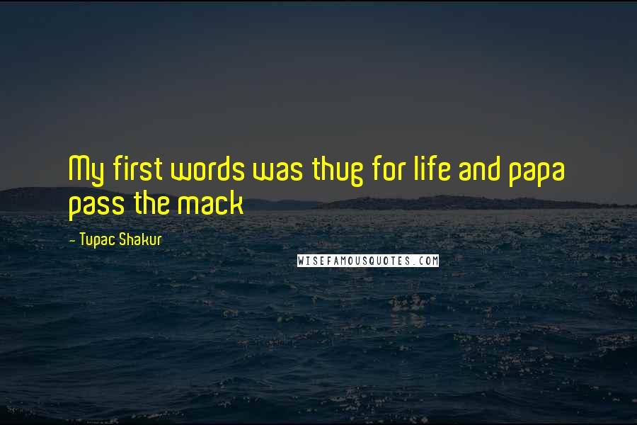 Tupac Shakur Quotes: My first words was thug for life and papa pass the mack