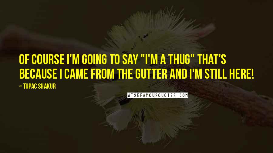 Tupac Shakur Quotes: Of course I'm going to say "I'm a thug" that's because I came from the GUTTER and I'm still HERE!