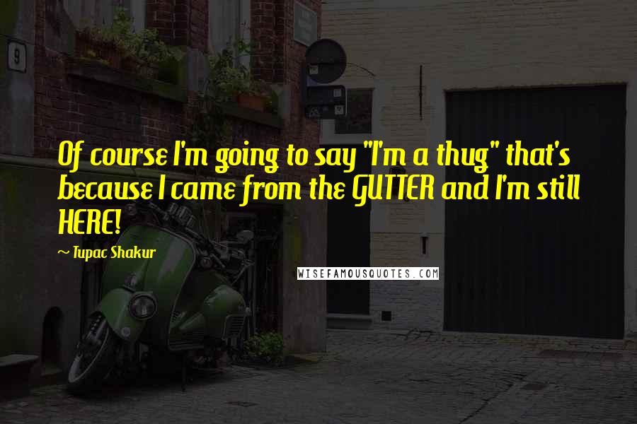 Tupac Shakur Quotes: Of course I'm going to say "I'm a thug" that's because I came from the GUTTER and I'm still HERE!