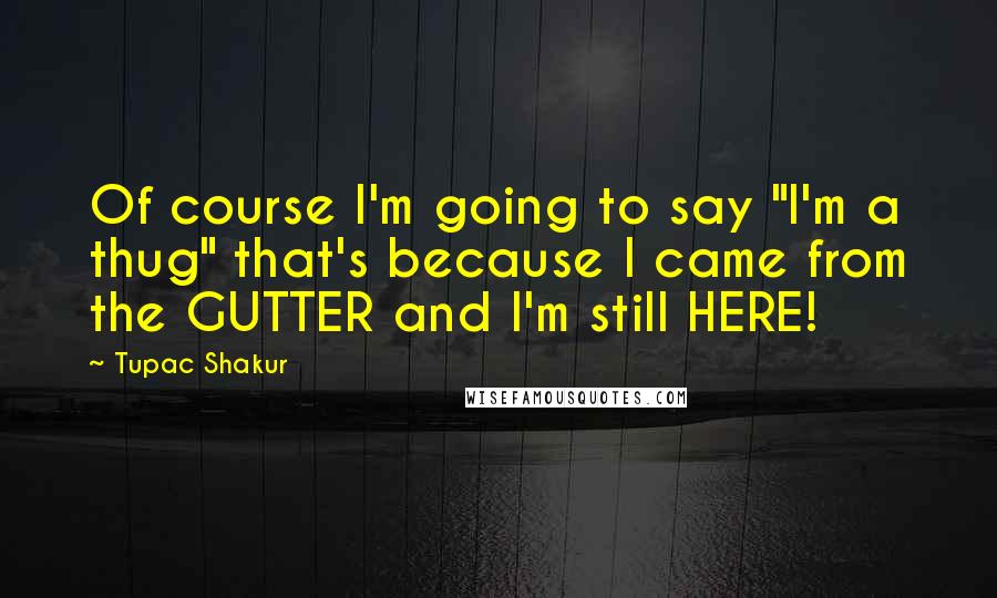 Tupac Shakur Quotes: Of course I'm going to say "I'm a thug" that's because I came from the GUTTER and I'm still HERE!