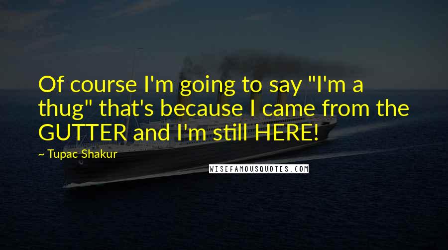 Tupac Shakur Quotes: Of course I'm going to say "I'm a thug" that's because I came from the GUTTER and I'm still HERE!