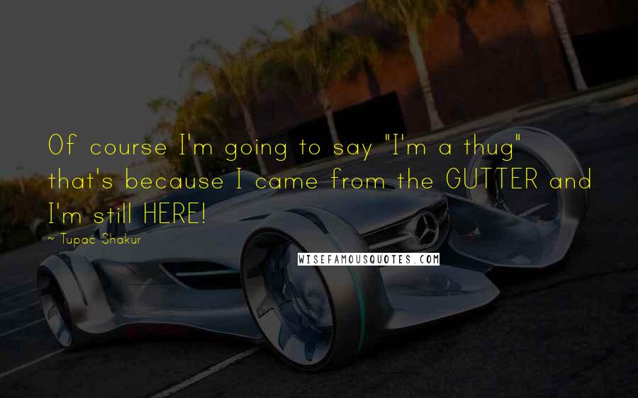 Tupac Shakur Quotes: Of course I'm going to say "I'm a thug" that's because I came from the GUTTER and I'm still HERE!