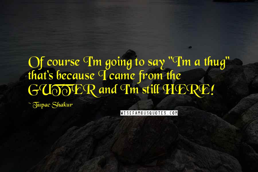 Tupac Shakur Quotes: Of course I'm going to say "I'm a thug" that's because I came from the GUTTER and I'm still HERE!