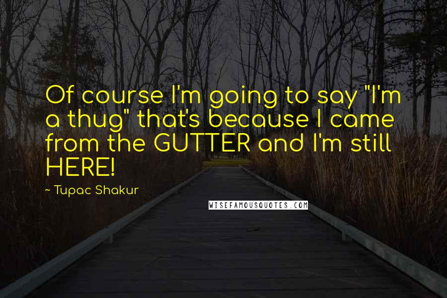 Tupac Shakur Quotes: Of course I'm going to say "I'm a thug" that's because I came from the GUTTER and I'm still HERE!