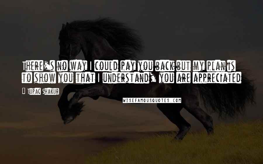 Tupac Shakur Quotes: There's no way I could pay you back but my plan is to show you that I understand, you are appreciated