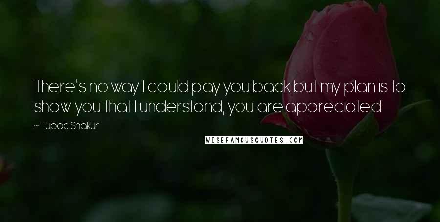 Tupac Shakur Quotes: There's no way I could pay you back but my plan is to show you that I understand, you are appreciated