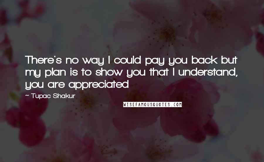 Tupac Shakur Quotes: There's no way I could pay you back but my plan is to show you that I understand, you are appreciated
