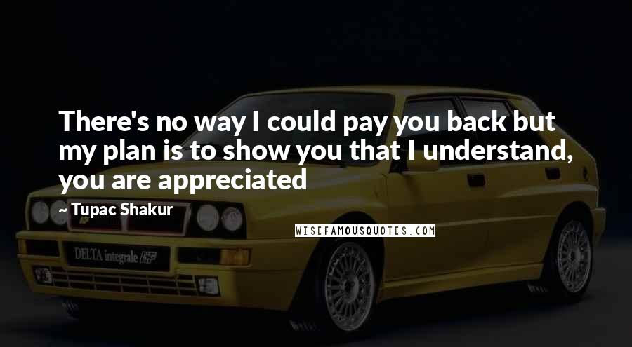 Tupac Shakur Quotes: There's no way I could pay you back but my plan is to show you that I understand, you are appreciated