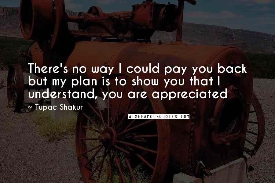 Tupac Shakur Quotes: There's no way I could pay you back but my plan is to show you that I understand, you are appreciated