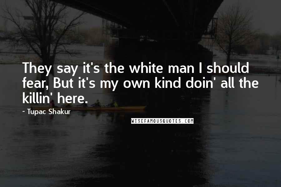 Tupac Shakur Quotes: They say it's the white man I should fear, But it's my own kind doin' all the killin' here.