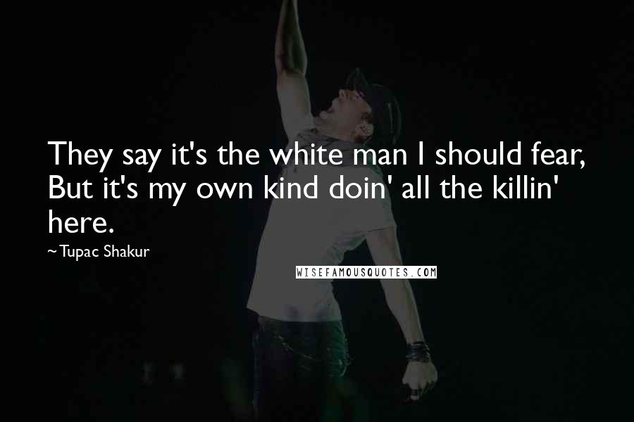 Tupac Shakur Quotes: They say it's the white man I should fear, But it's my own kind doin' all the killin' here.