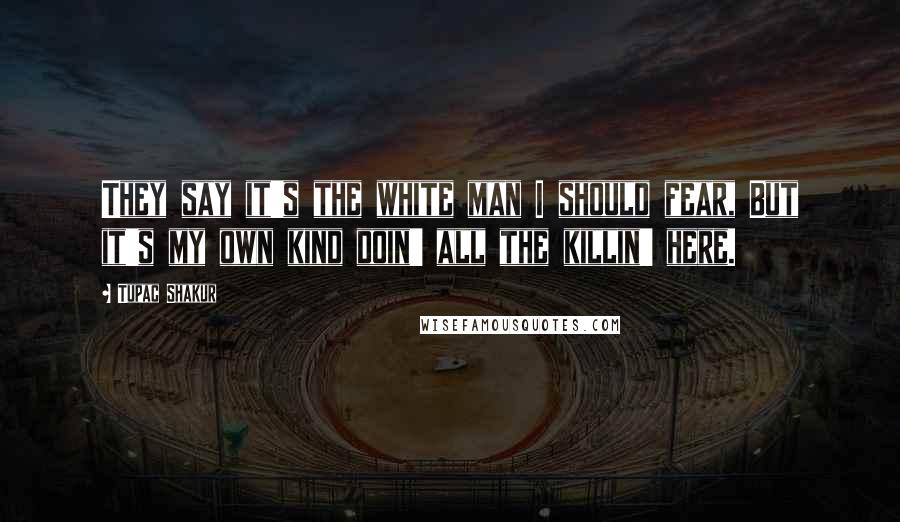 Tupac Shakur Quotes: They say it's the white man I should fear, But it's my own kind doin' all the killin' here.