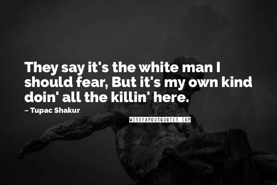 Tupac Shakur Quotes: They say it's the white man I should fear, But it's my own kind doin' all the killin' here.