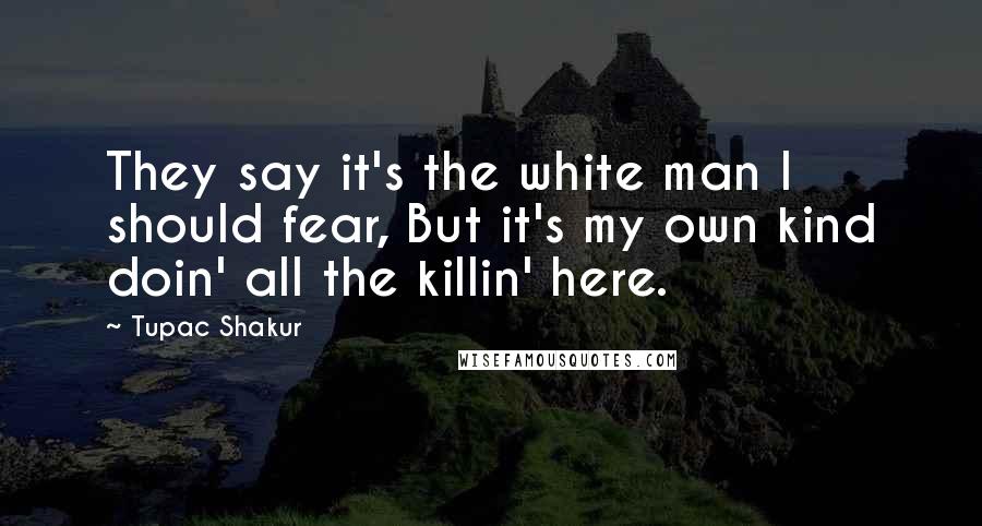 Tupac Shakur Quotes: They say it's the white man I should fear, But it's my own kind doin' all the killin' here.