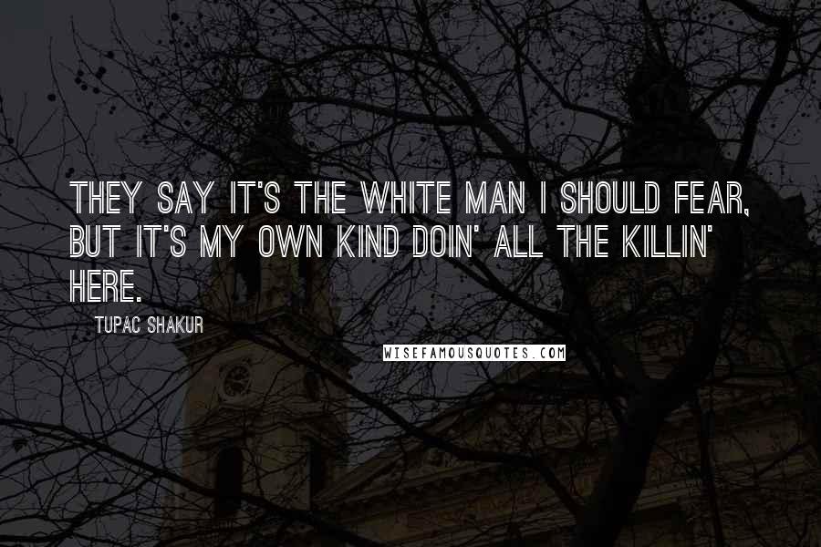 Tupac Shakur Quotes: They say it's the white man I should fear, But it's my own kind doin' all the killin' here.