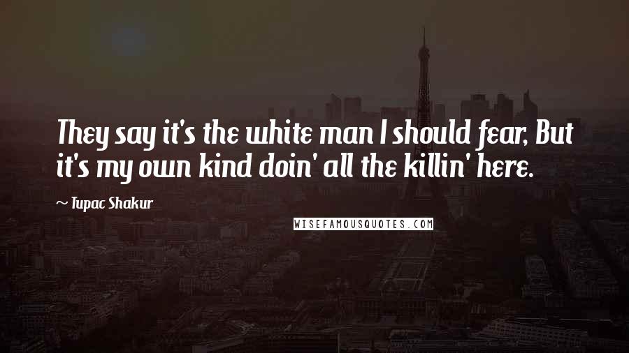 Tupac Shakur Quotes: They say it's the white man I should fear, But it's my own kind doin' all the killin' here.