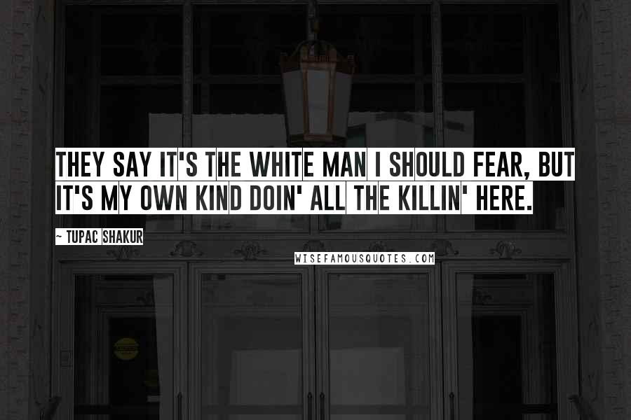 Tupac Shakur Quotes: They say it's the white man I should fear, But it's my own kind doin' all the killin' here.