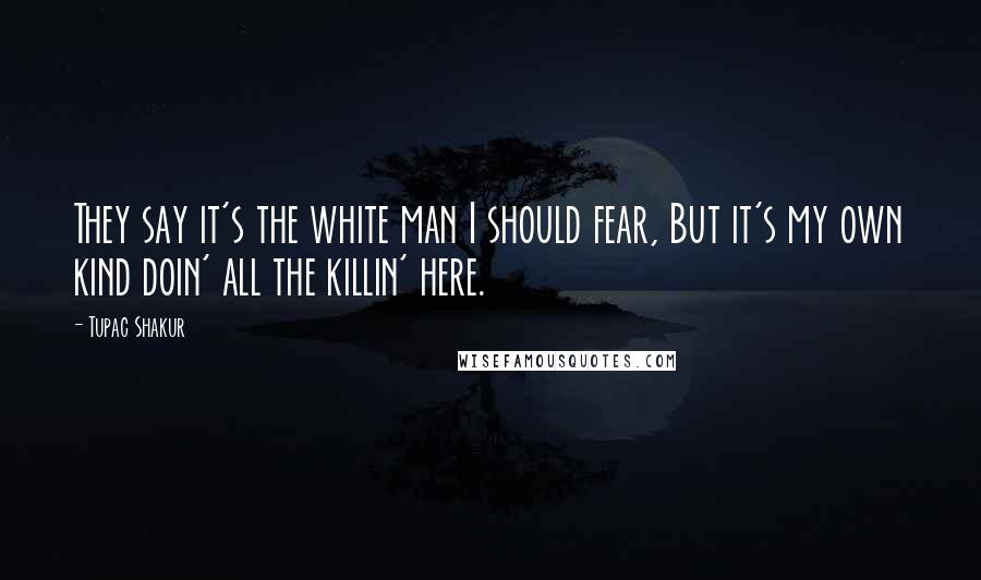 Tupac Shakur Quotes: They say it's the white man I should fear, But it's my own kind doin' all the killin' here.