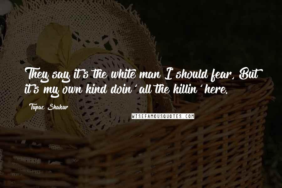 Tupac Shakur Quotes: They say it's the white man I should fear, But it's my own kind doin' all the killin' here.
