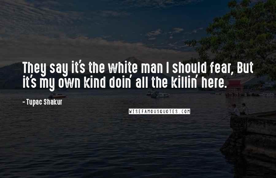 Tupac Shakur Quotes: They say it's the white man I should fear, But it's my own kind doin' all the killin' here.