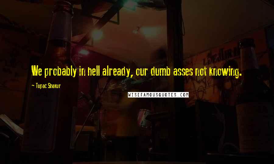 Tupac Shakur Quotes: We probably in hell already, our dumb asses not knowing.