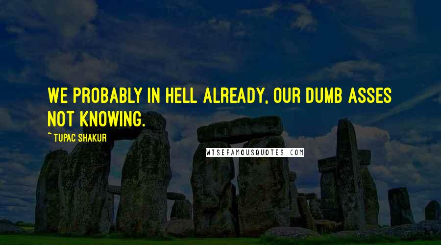 Tupac Shakur Quotes: We probably in hell already, our dumb asses not knowing.