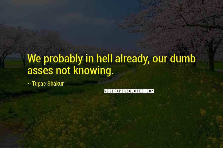 Tupac Shakur Quotes: We probably in hell already, our dumb asses not knowing.